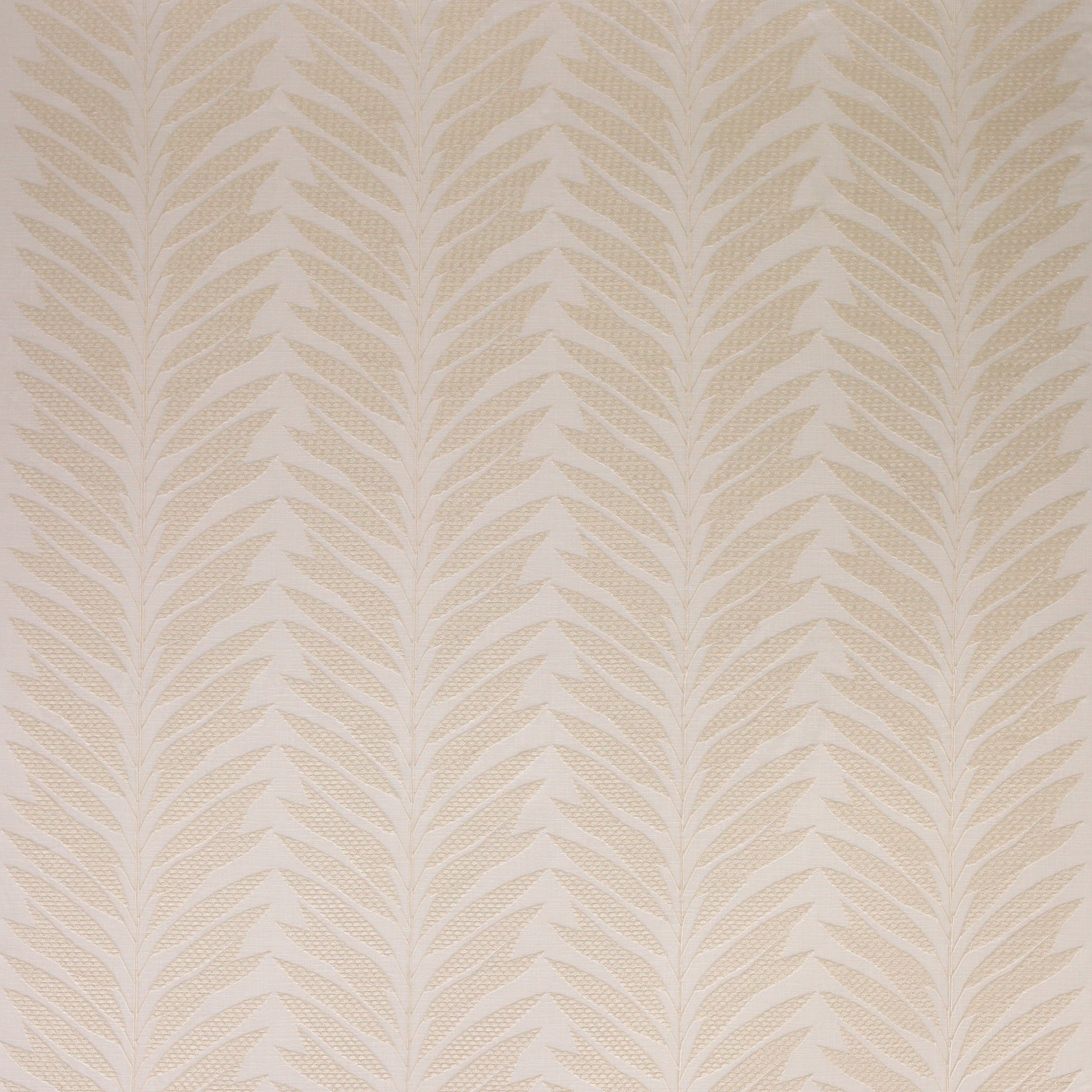 Pale beige leaf-pattern fabric with a soft woven texture and tonal repeat