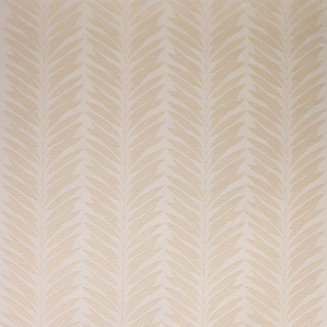 Pale beige leaf-pattern fabric with a soft woven texture and tonal repeat