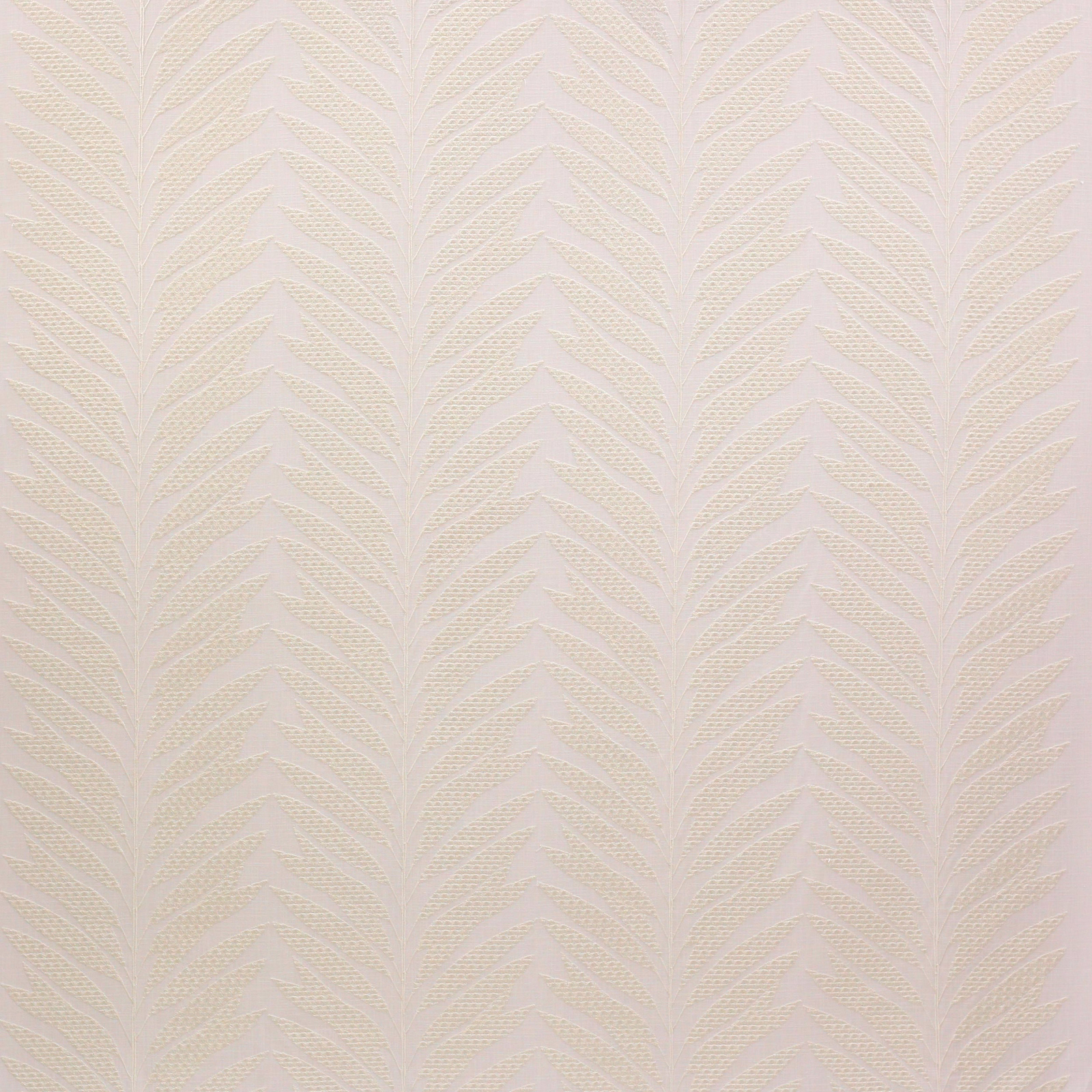 Ivory cream jacquard fabric with a woven leaf pattern and soft textured surface