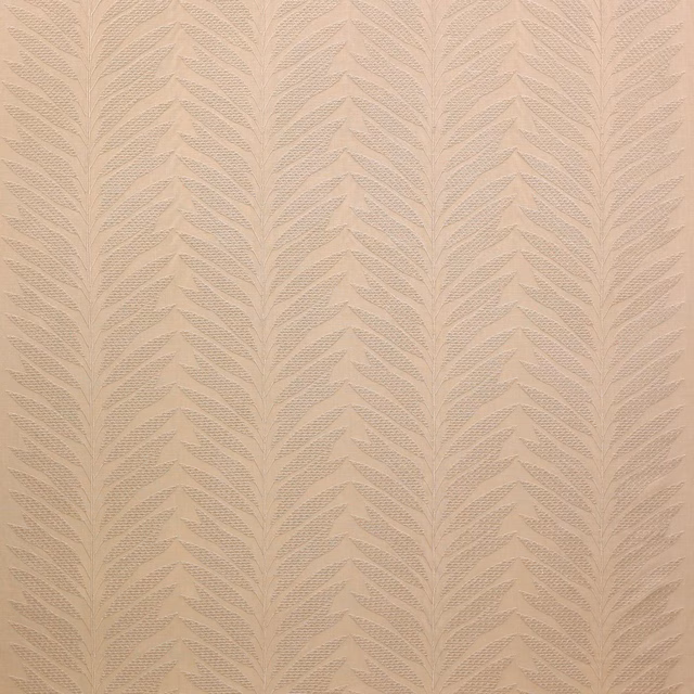 Soft taupe leaf jacquard fabric with vertical woven feather pattern