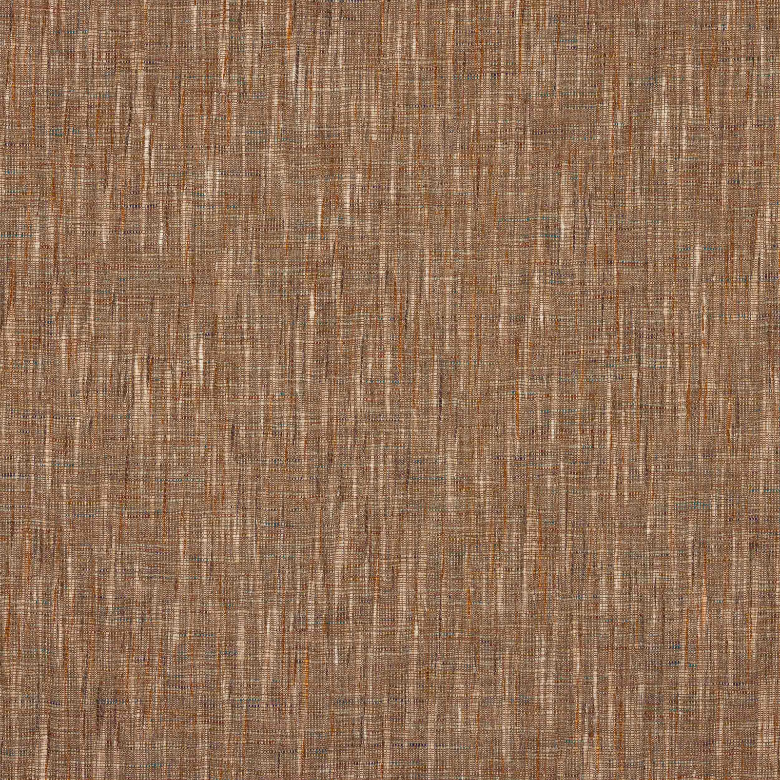 Textured copper-brown linen blend swatch with fine vertical slubs