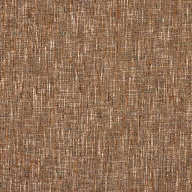 Textured copper-brown linen blend swatch with fine vertical slubs