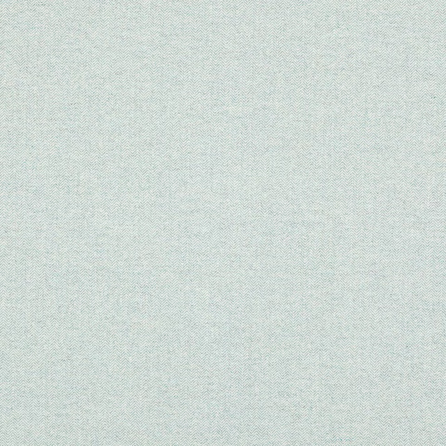 Pale aqua herringbone weave fabric swatch with fine zigzag texture