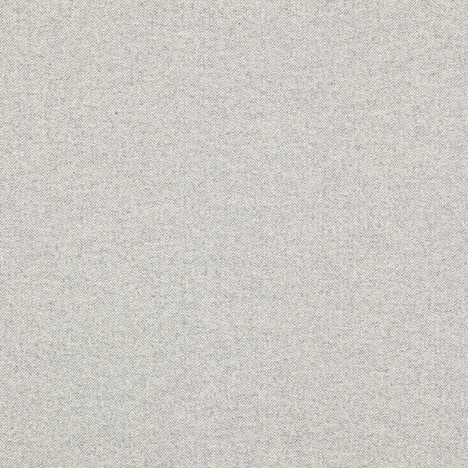 Close-up of pale grey herringbone woven fabric with fine texture