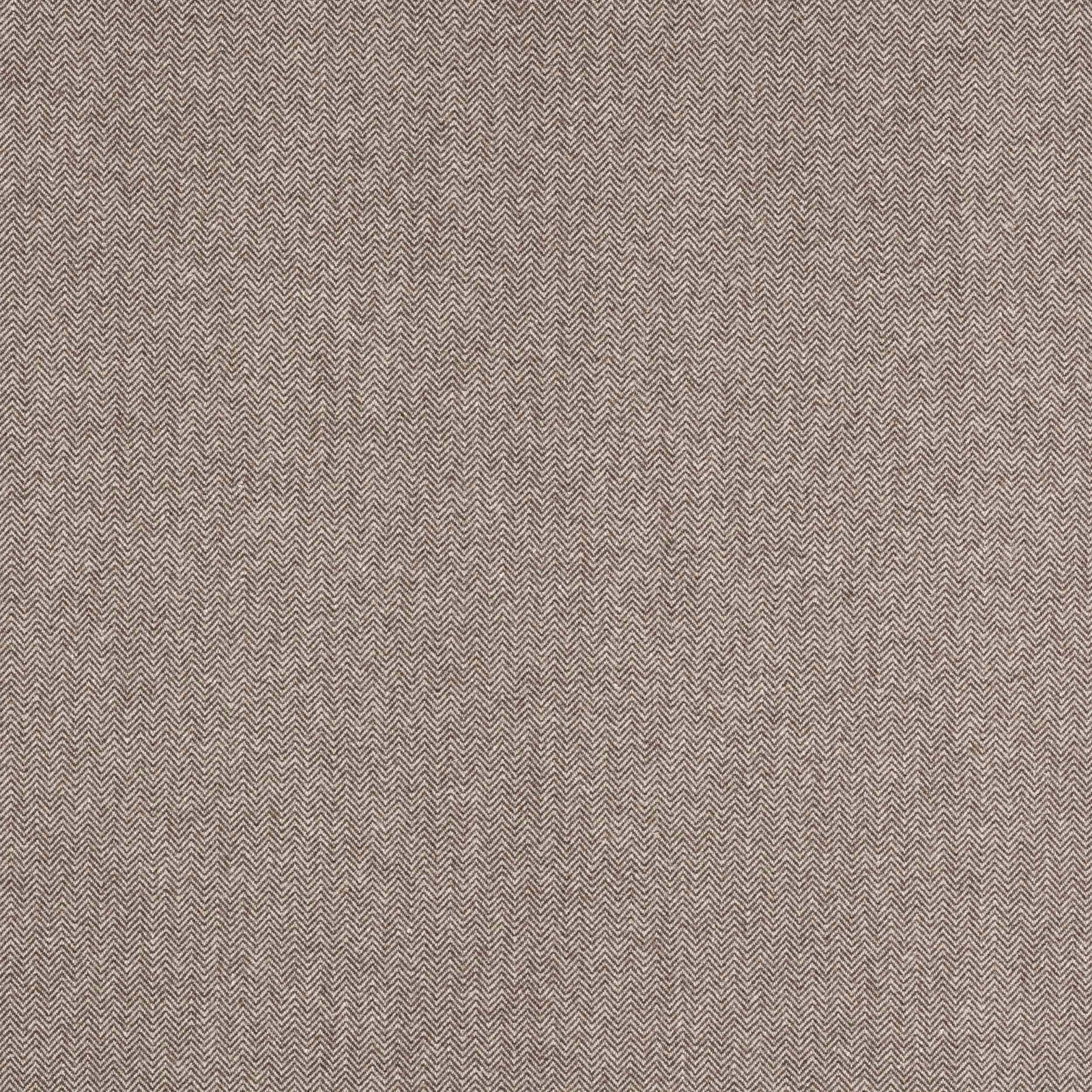 Close-up of cool taupe-grey herringbone fabric with fine zigzag weave
