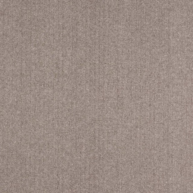 Close-up of cool taupe-grey herringbone fabric with fine zigzag weave
