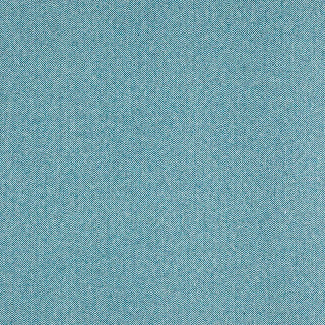 Close-up of Theo Teal small herringbone weave in soft aqua blue-green