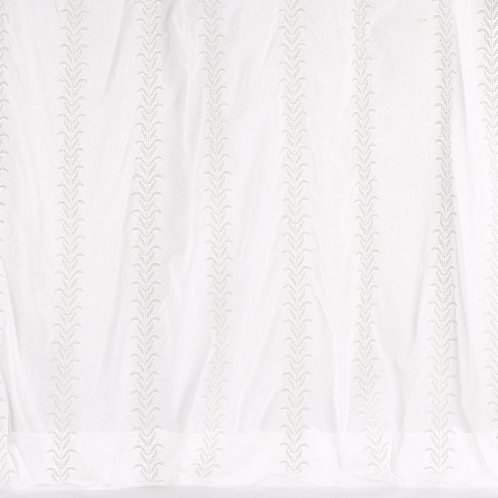 Pale ivory cotton fabric with narrow vertical decorative stripe repeat