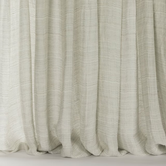 Pale ice blue linen-blend fabric with fine vertical slub texture and soft drape