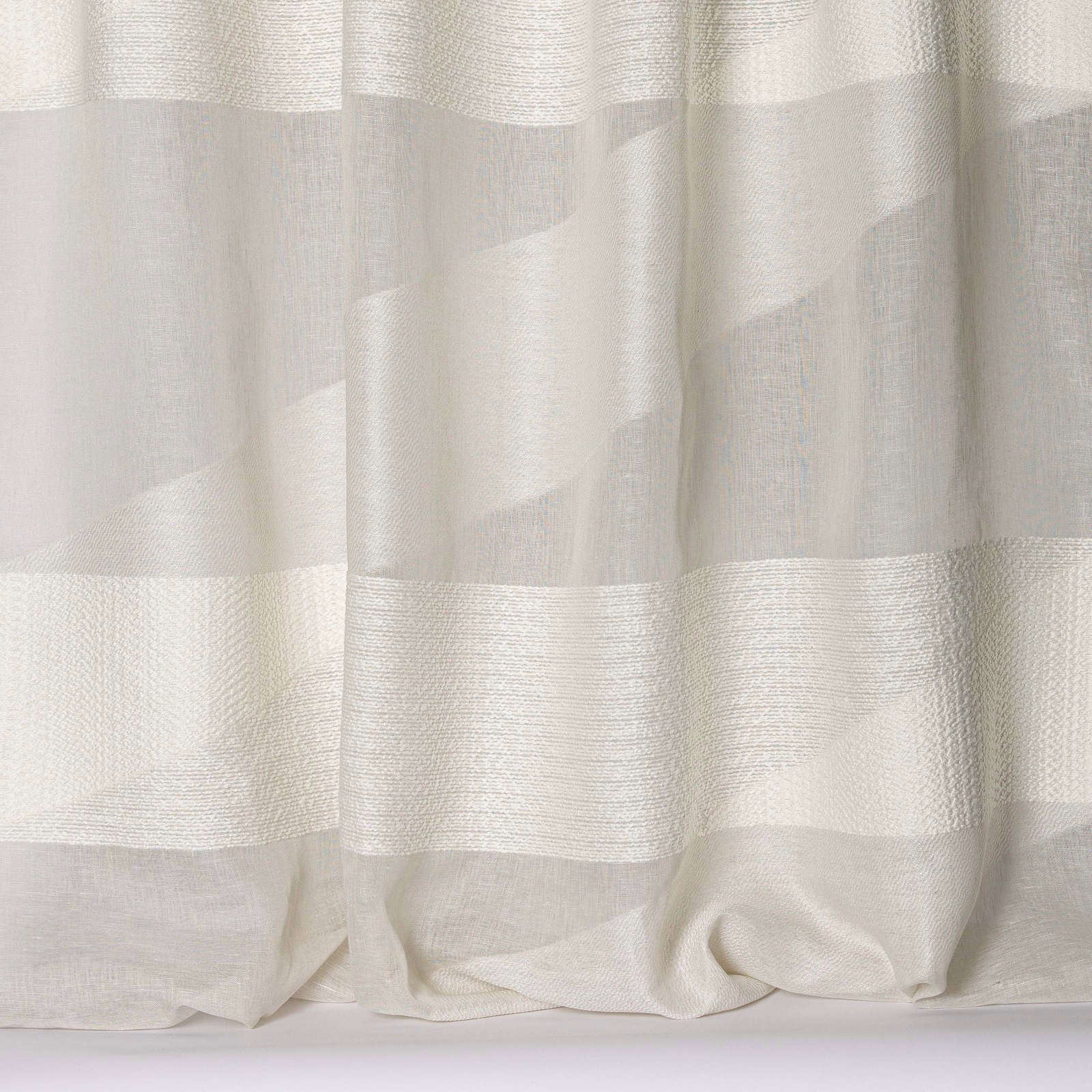 Ivory striped woven fabric with soft matte texture and gentle drape