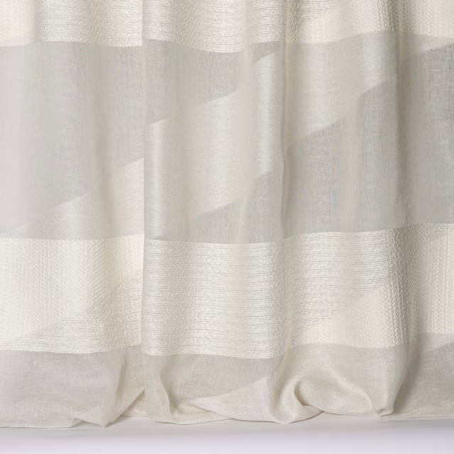 Ivory striped woven fabric with soft matte texture and gentle drape
