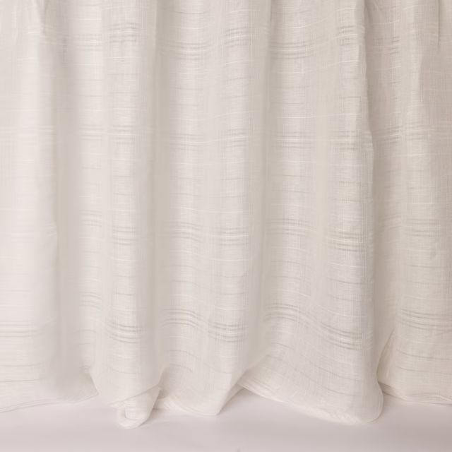 Soft ivory linen-blend curtain fabric with subtle horizontal slub texture