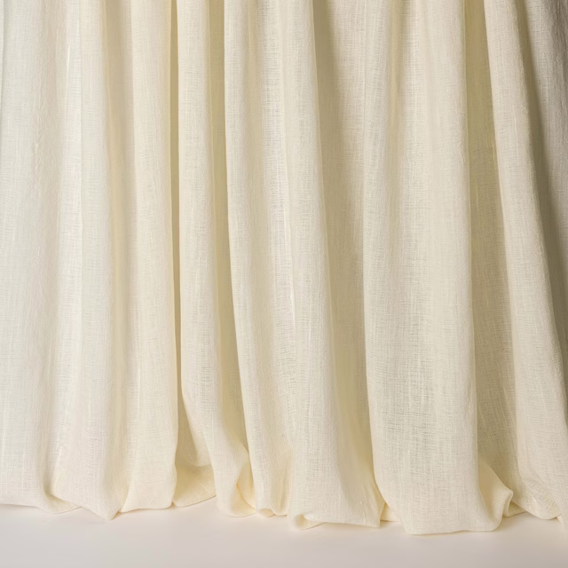 Soft bone cream plain-woven fabric with gentle drape and subtle linen texture