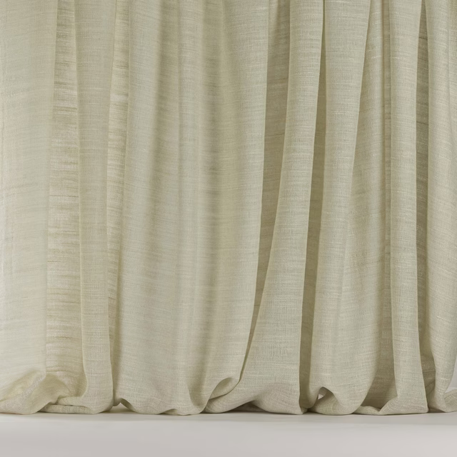 Pale pearl cream plain fabric with soft slubbed texture and fluid drape