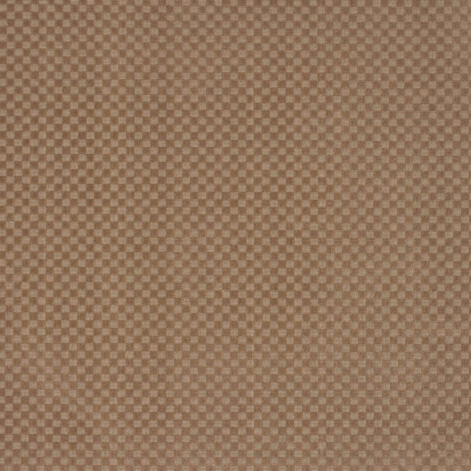 Close-up of warm beige small-check woven fabric with subtle tonal texture