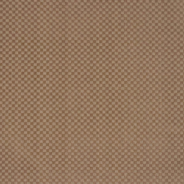 Close-up of warm beige small-check woven fabric with subtle tonal texture