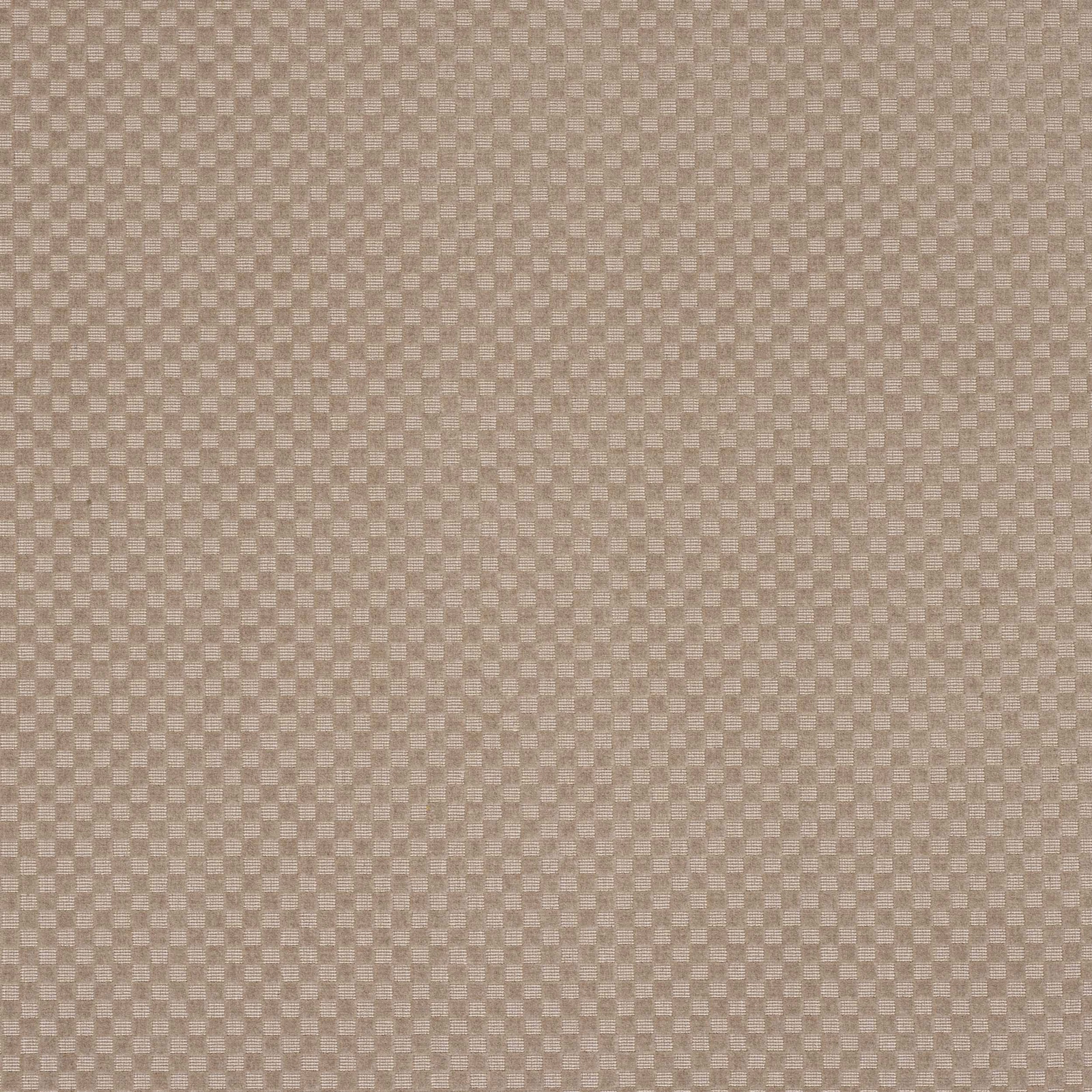 Close-up of a soft beige small-check woven fabric with linen texture