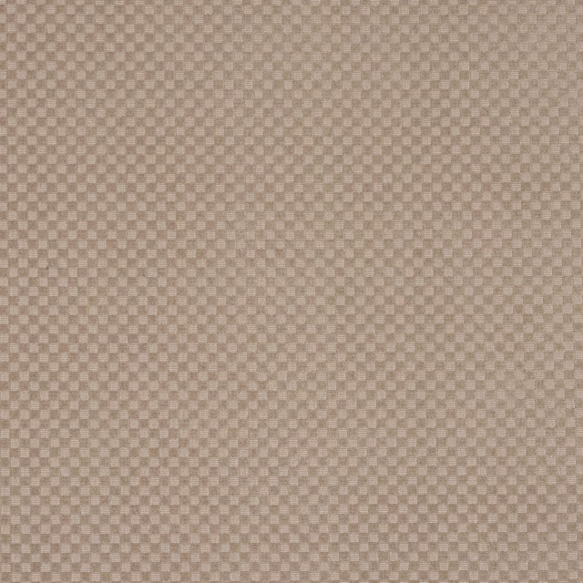 Close-up of a soft beige small-check woven fabric with linen texture