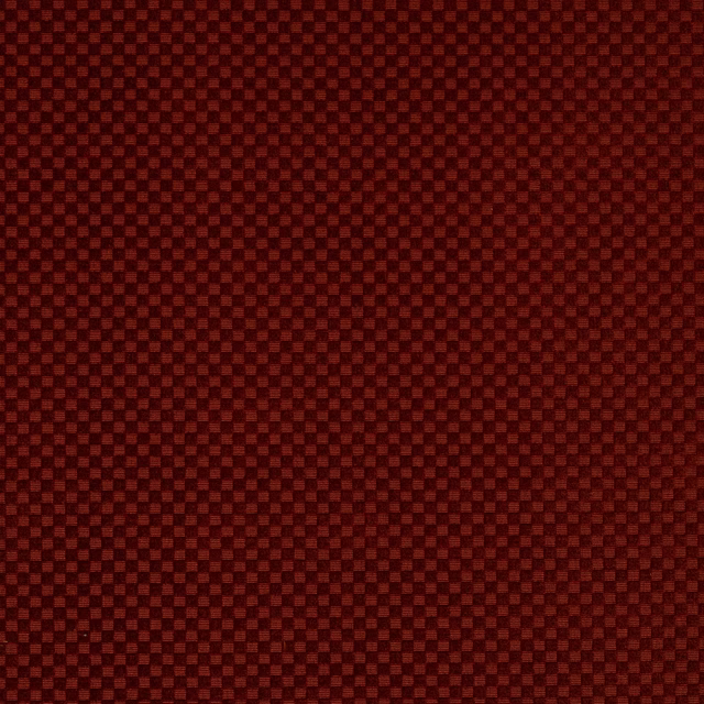 Close-up of a deep brick-red small check woven fabric with subtle tonal texture