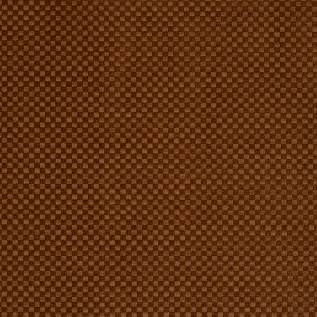 Close-up of a warm tobacco-brown small check woven fabric