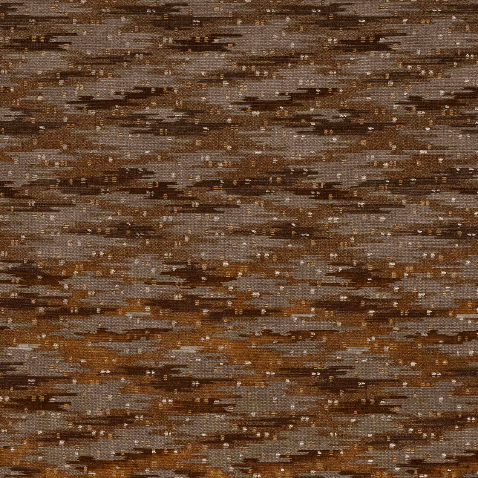 Abstract woven fabric in warm tobacco brown with taupe and bronze flecks