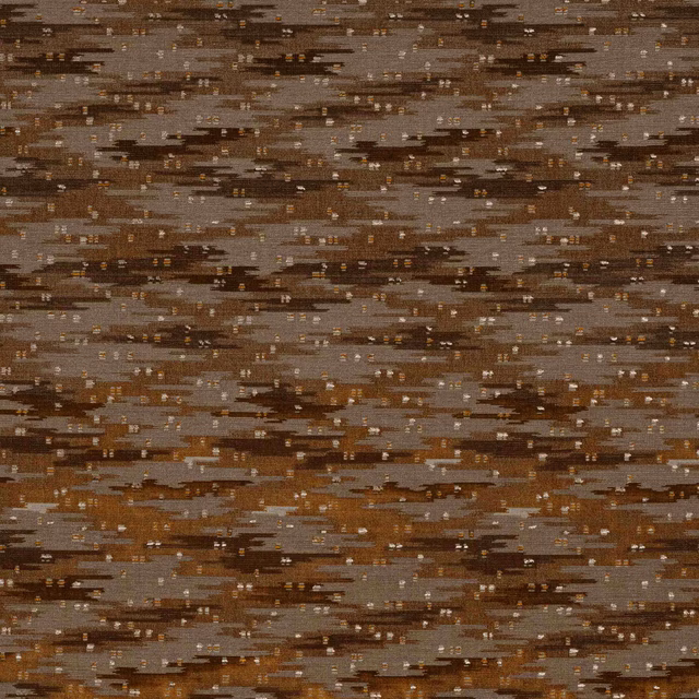 Abstract woven fabric in warm tobacco brown with taupe and bronze flecks