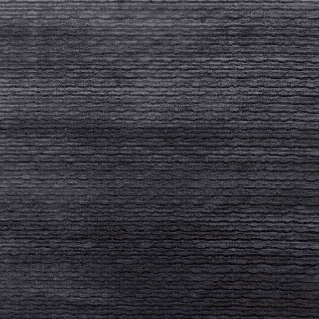 Dark charcoal grey fabric swatch with fine horizontal ribbed texture