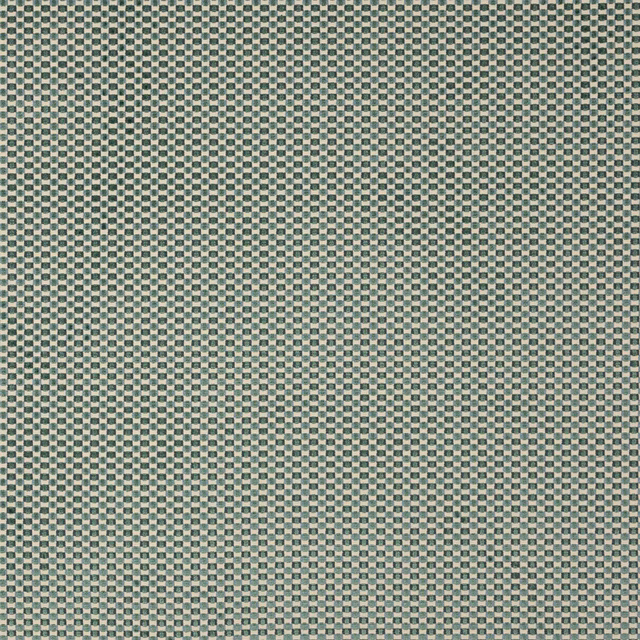 Small celadon and cream check woven fabric swatch with a soft velour finish