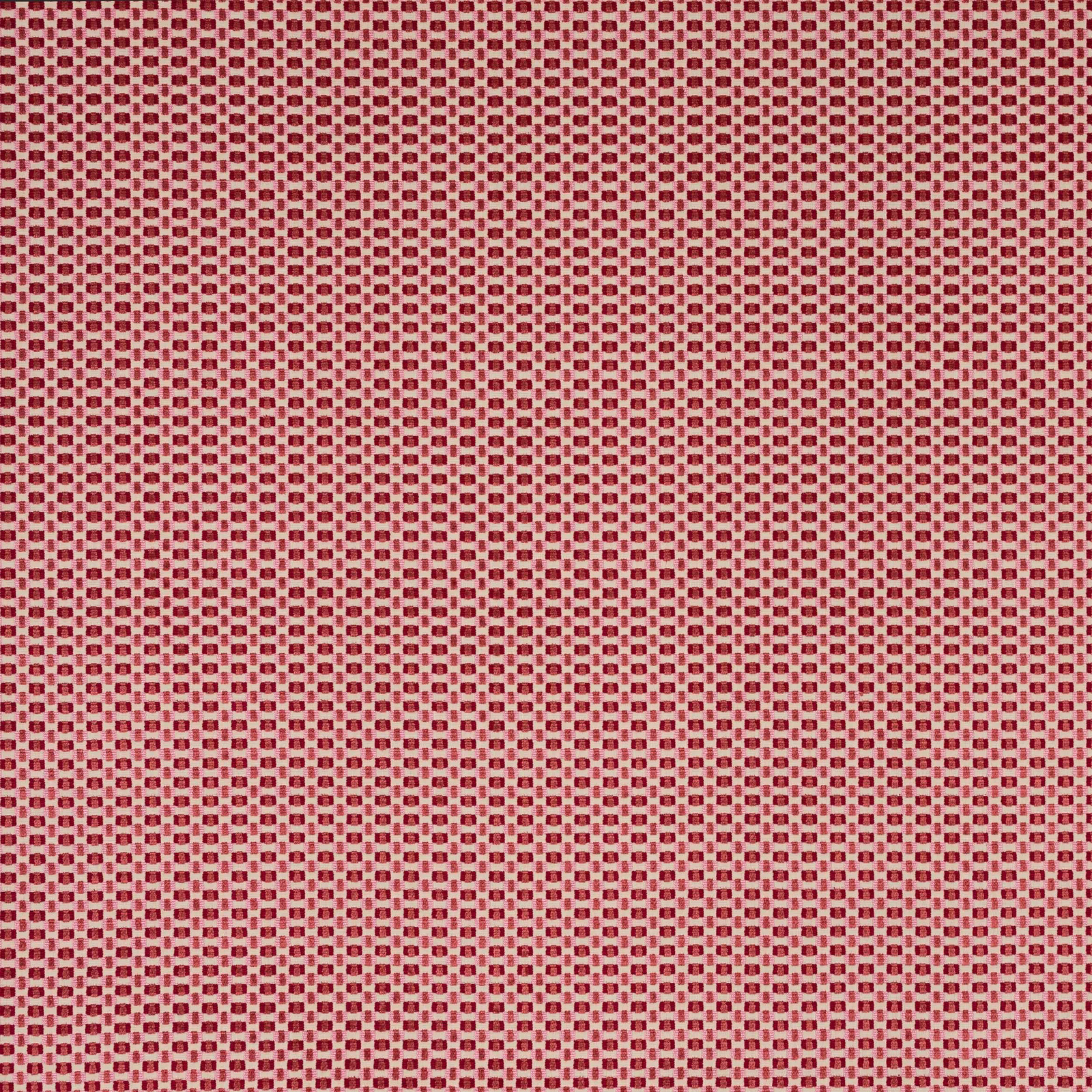 Coral pink woven velvet swatch with a small check texture