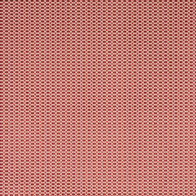 Coral pink woven velvet swatch with a small check texture