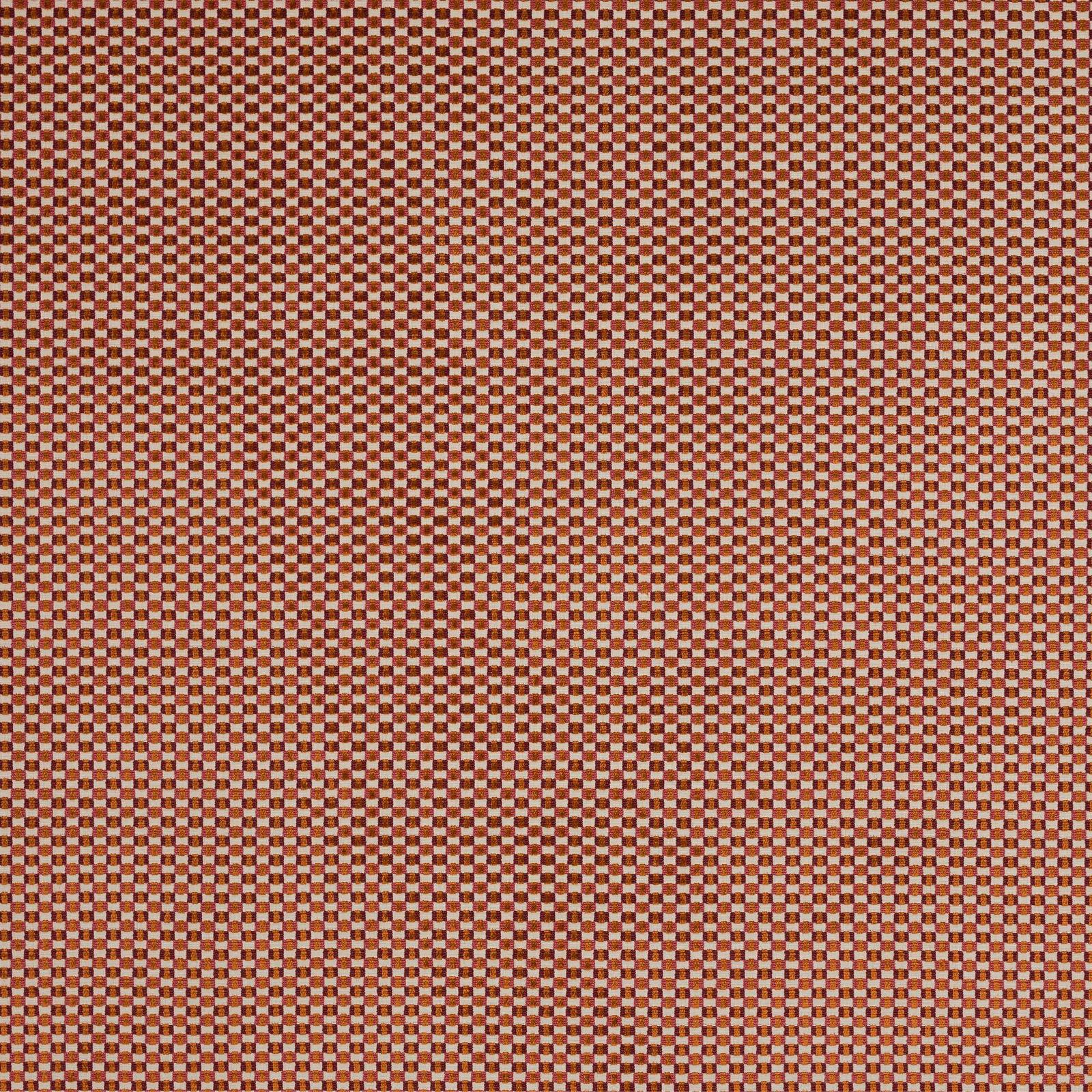 Small terracotta and cream check woven fabric with a textured, velvety look
