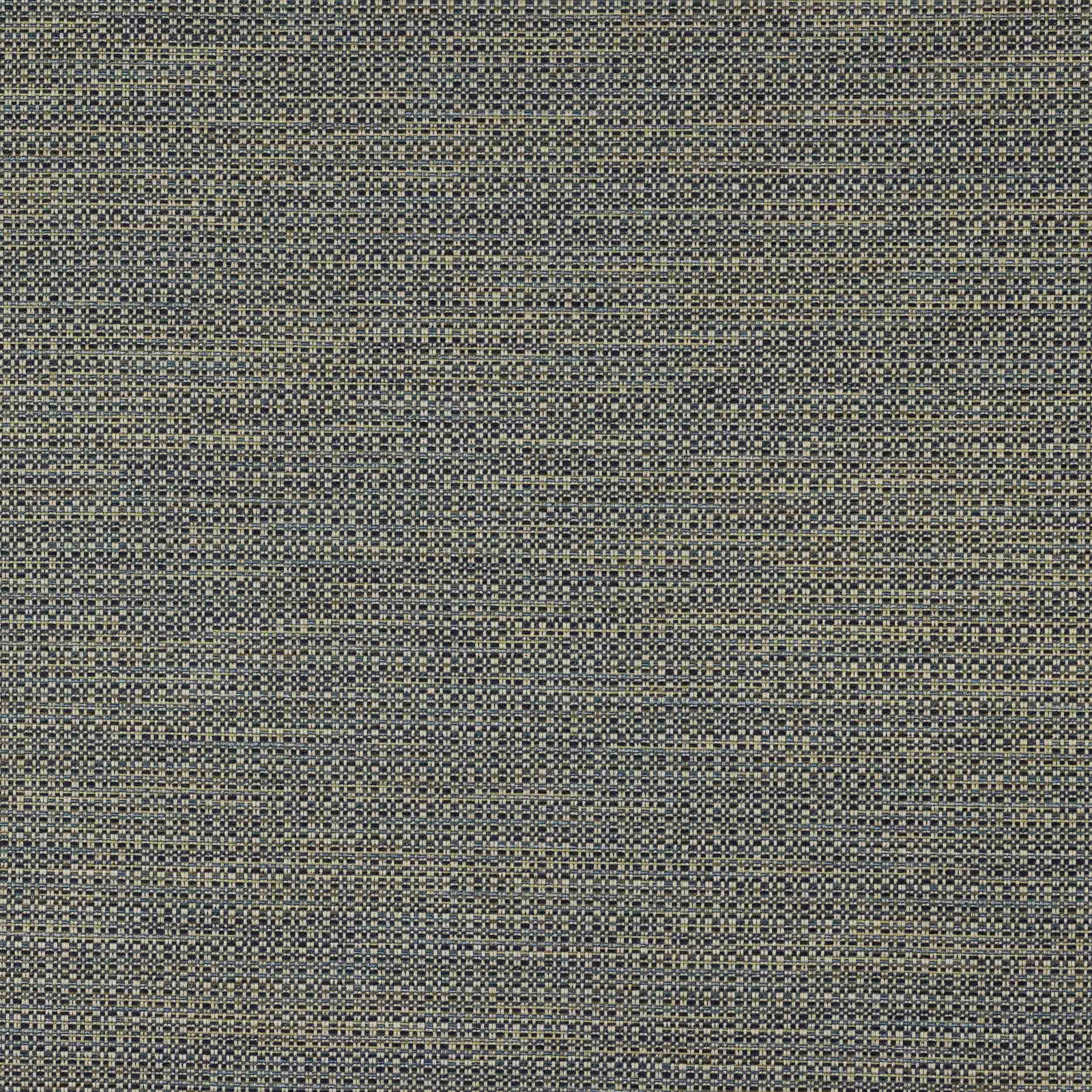 Close-up of a small-scale woven fabric in muted indigo, grey and cream tones