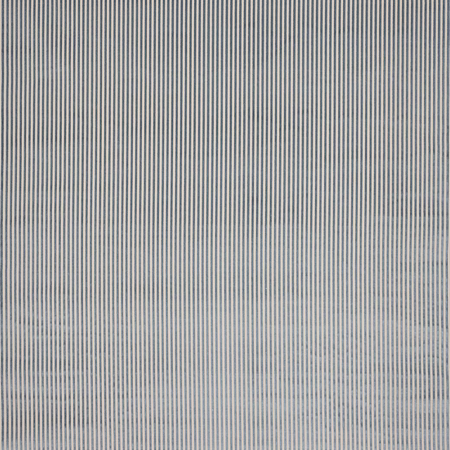 Fine vertical blue and pale stripe velvet swatch with soft sheen