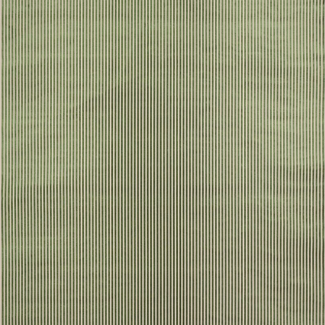 Fine vertical emerald and sage velvet stripes on a pale ground