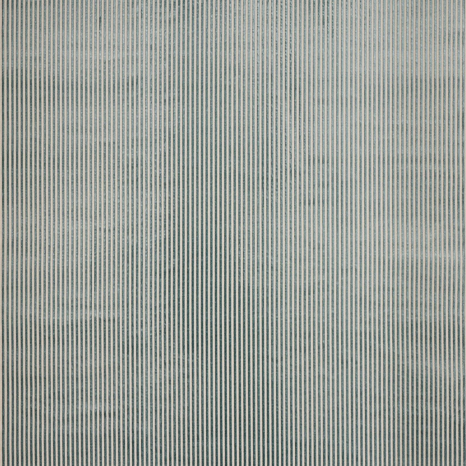 Close-up of narrow vertical aqua-blue and pale striped velvet fabric
