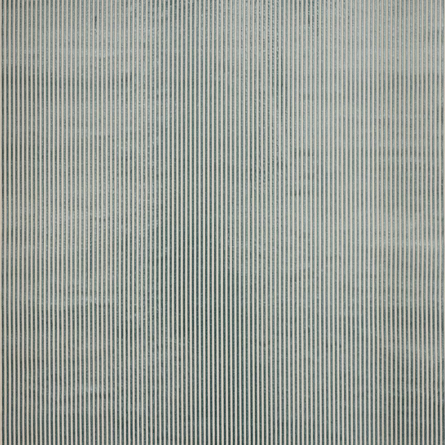Close-up of narrow vertical aqua-blue and pale striped velvet fabric