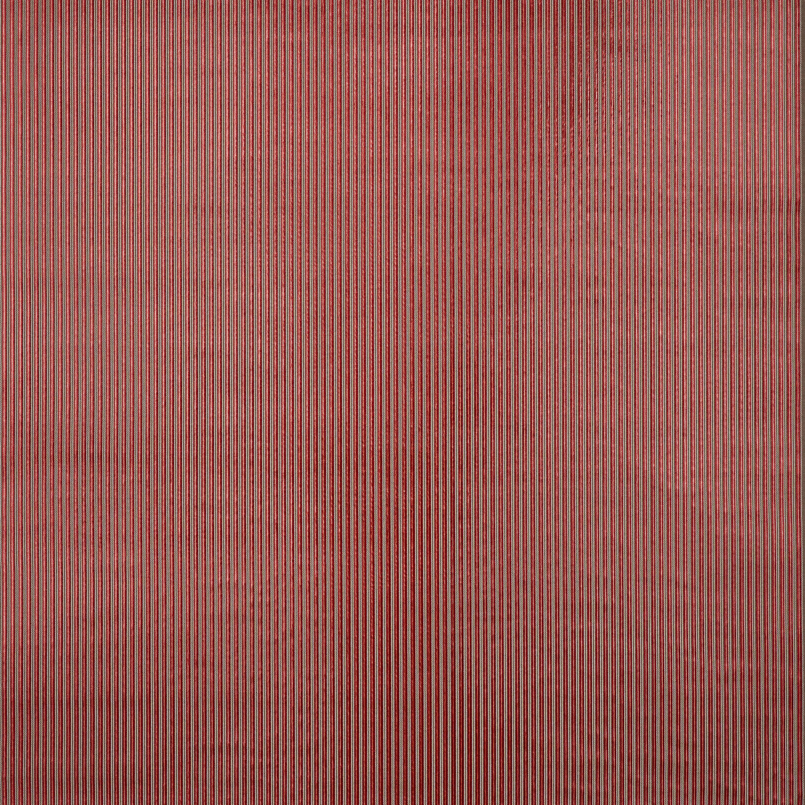 Close-up of a narrow red and neutral vertical striped velvet fabric