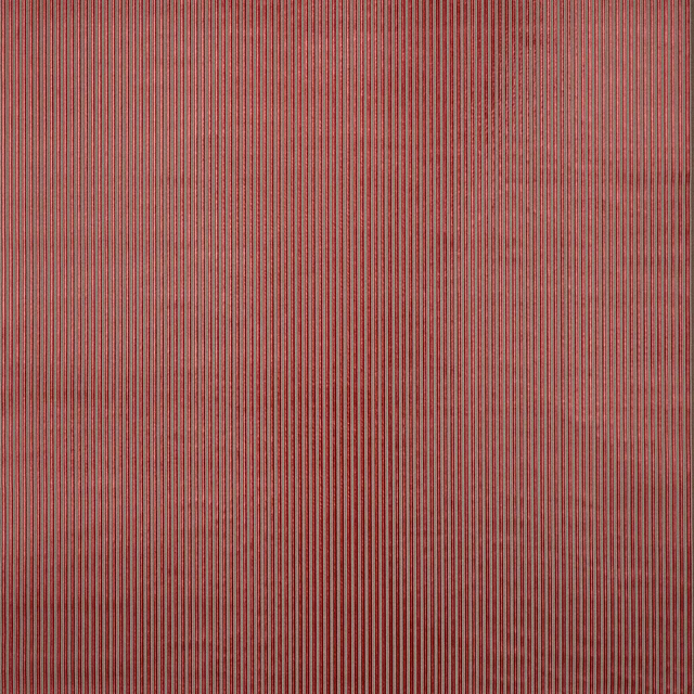 Close-up of a narrow red and neutral vertical striped velvet fabric