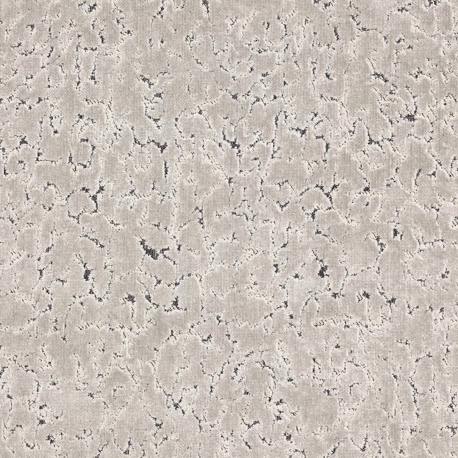Pale silver-grey velvet with an abstract mottled pattern and soft sheen