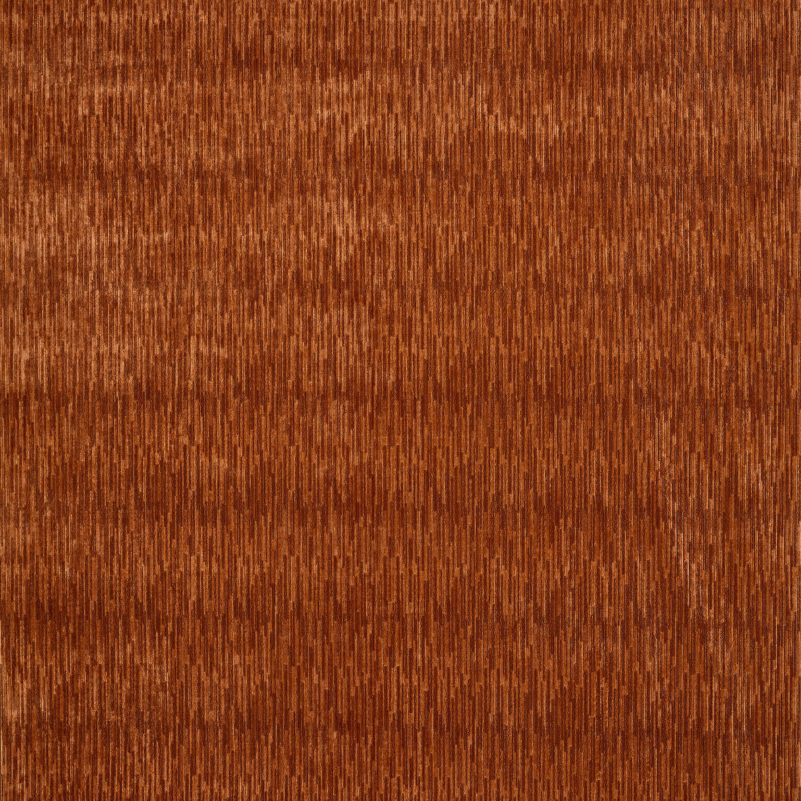 Burnished copper velvet with fine vertical striations and warm sheen