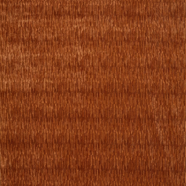 Burnished copper velvet with fine vertical striations and warm sheen