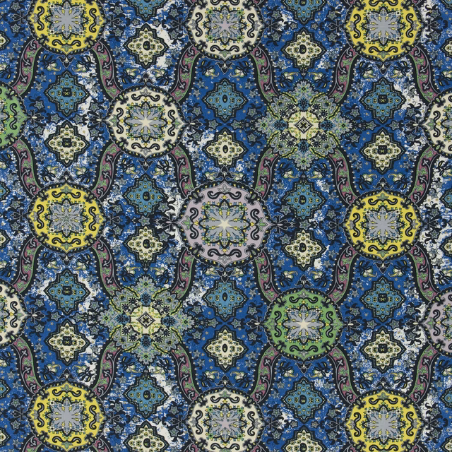 Wild Palms Cobalt fabric