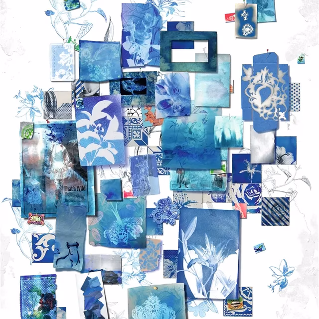 Follete Bleu De Roi Wallpaper fabric