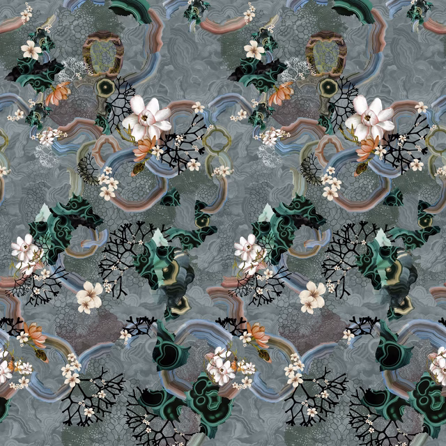 Algae Bloom Graphite fabric