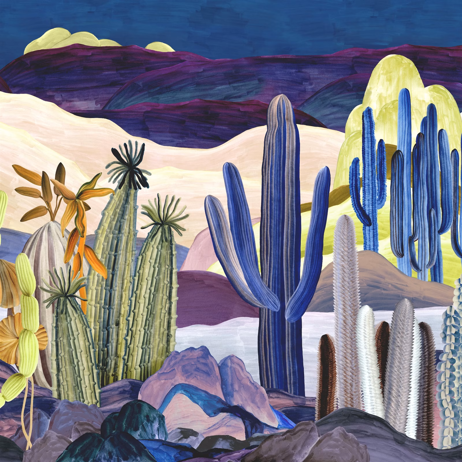 Lanzarote Garden Indigo fabric