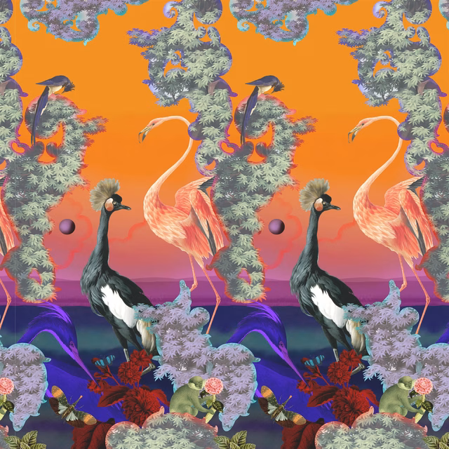 Novafrica Sunset Scene 1 Tangerine fabric