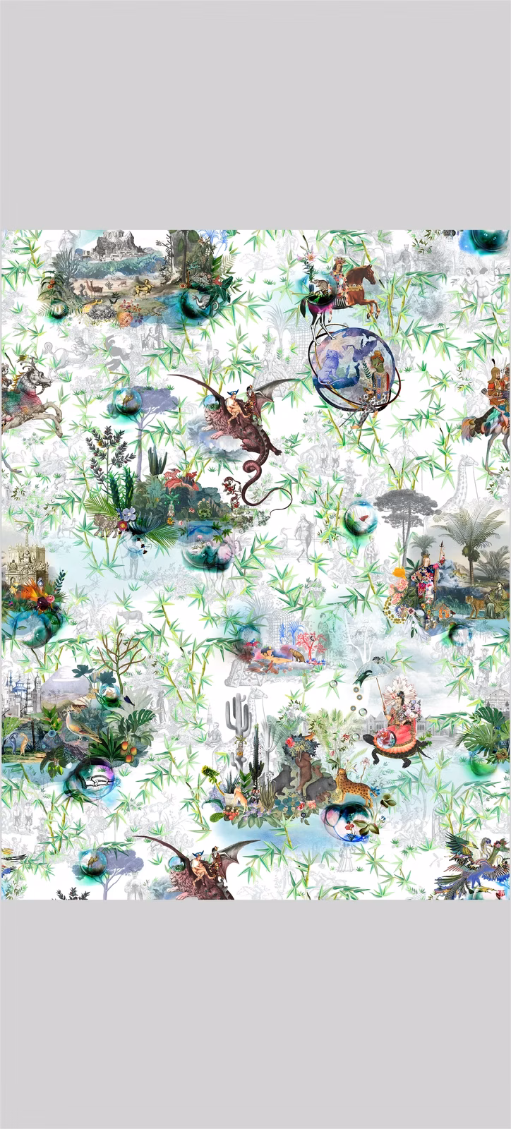Reveries Vert Buis Wallpaper fabric