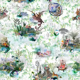 Reveries Vert Buis Wallpaper fabric