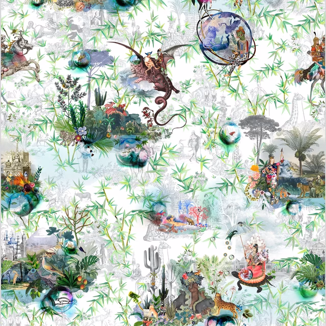 Reveries Vert Buis Wallpaper fabric