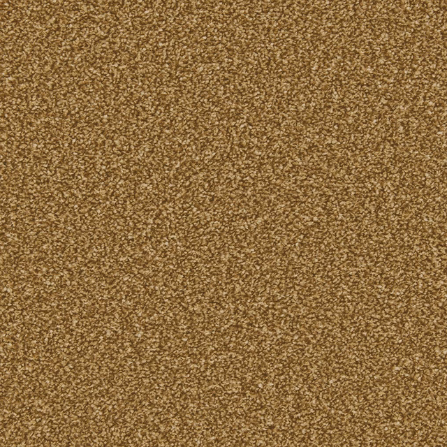 Warm golden-brown carpet with dense fine flecking and softly mottled pile
